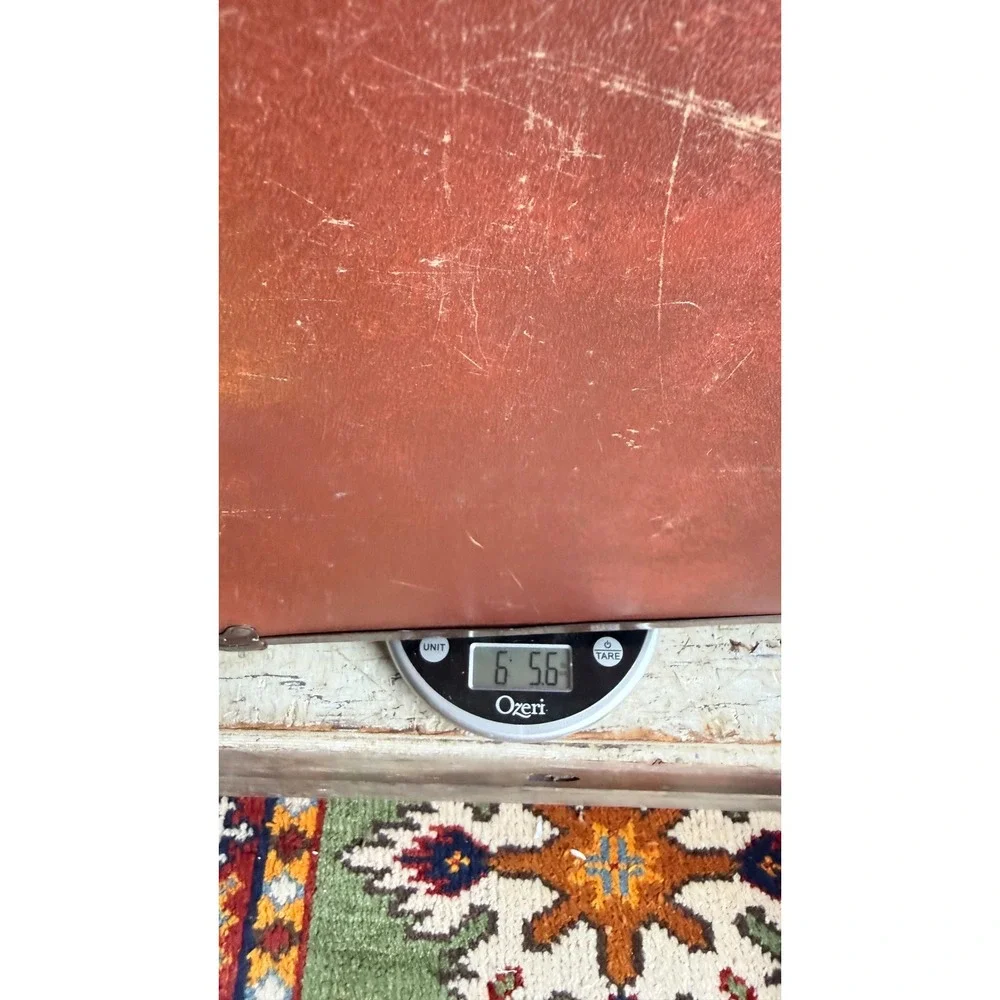 Vintage Burnt Orange Hard Shell Suitcase with Key Metal Trim